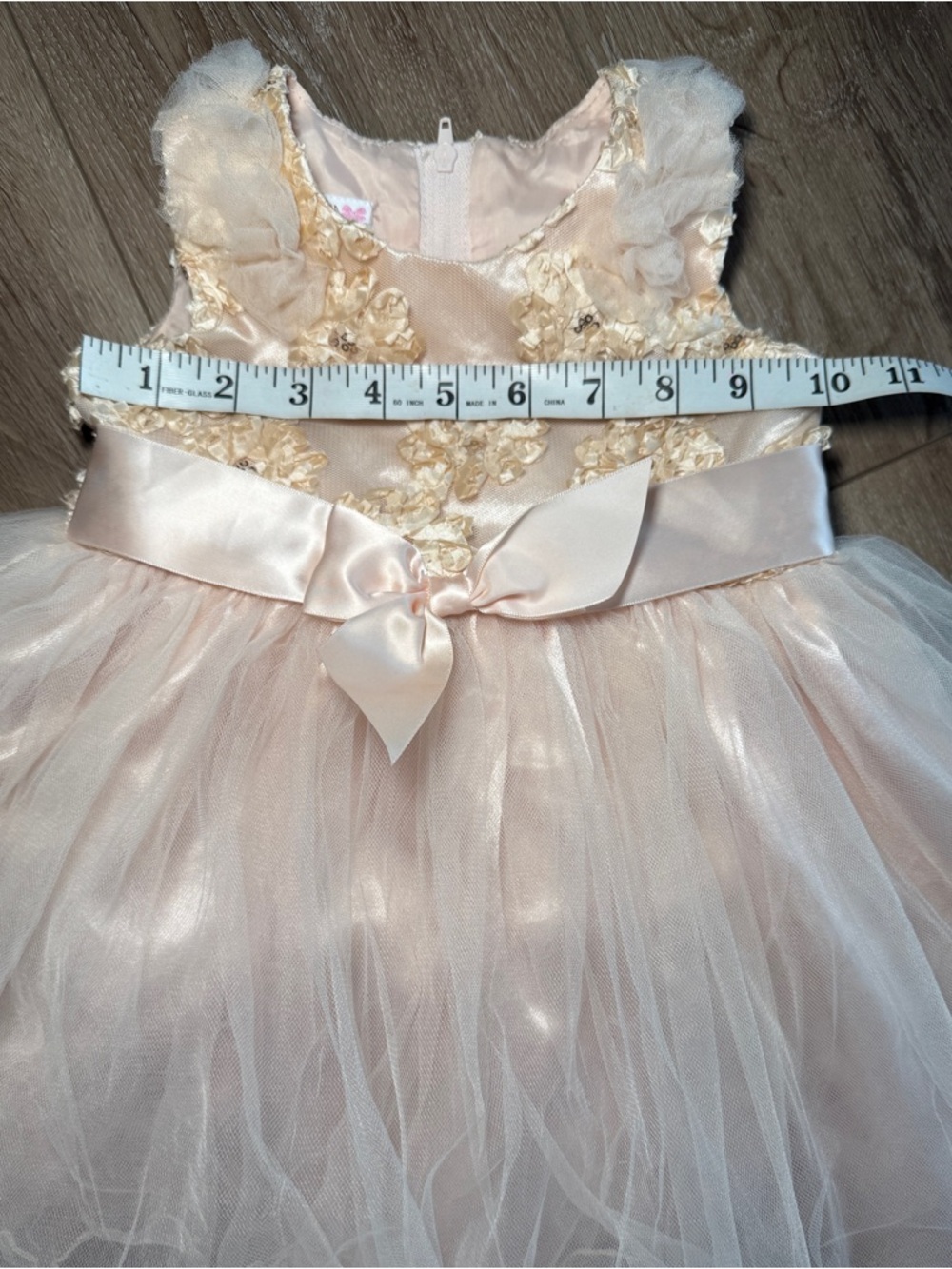 Bonnie Baby Ivory-Peach Floral Tulle Dress with Satin Bow size 18m Flower girl - Picture 7 of 7